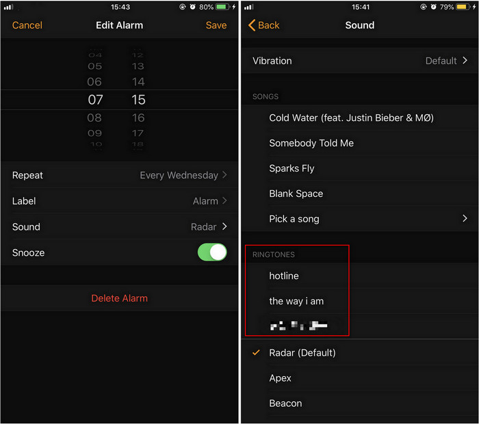 Alarm clock with music app